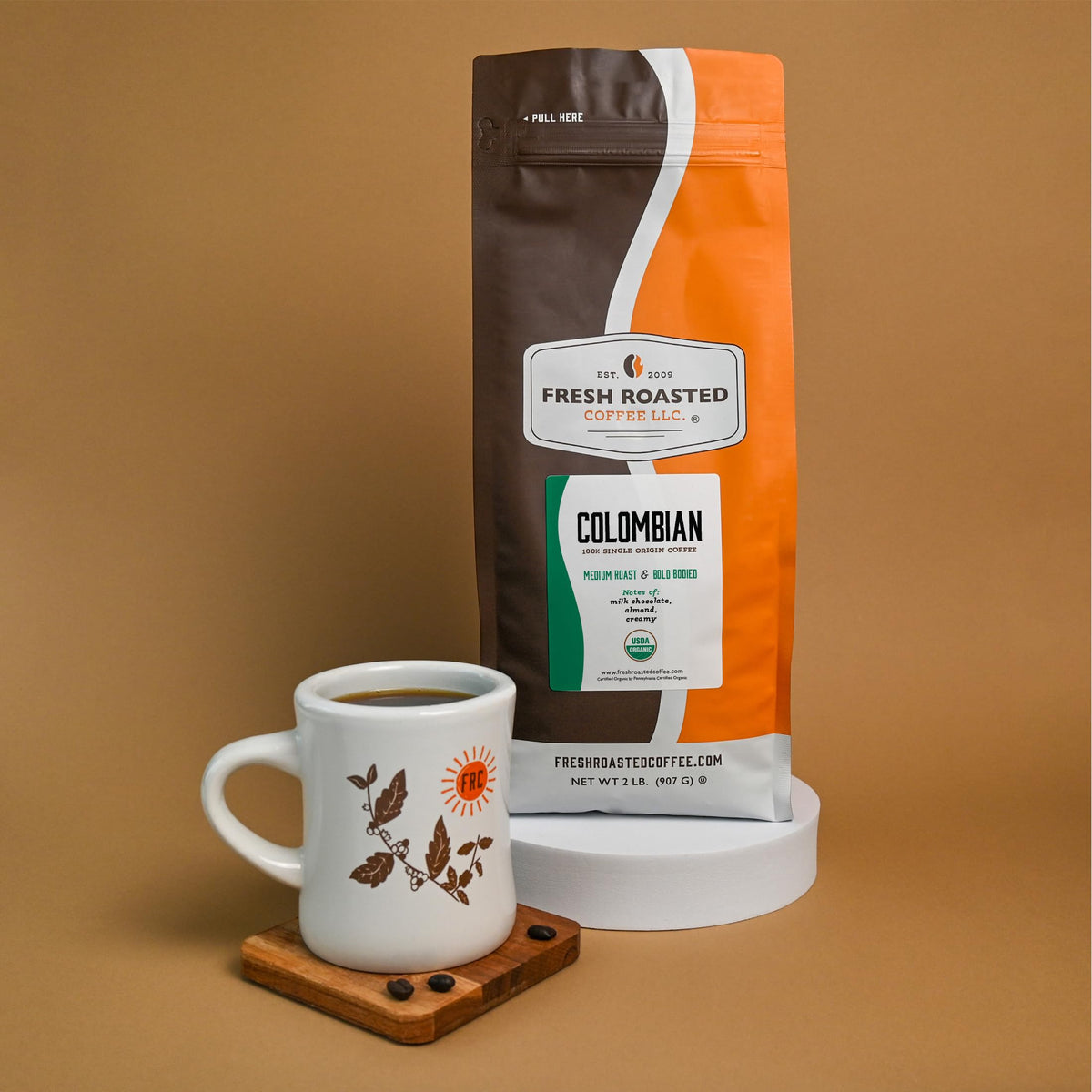 Fresh Roasted Coffee Organic Colombian – 2 lb Whole Bean, Single Origin, Kosher, Medium Roast