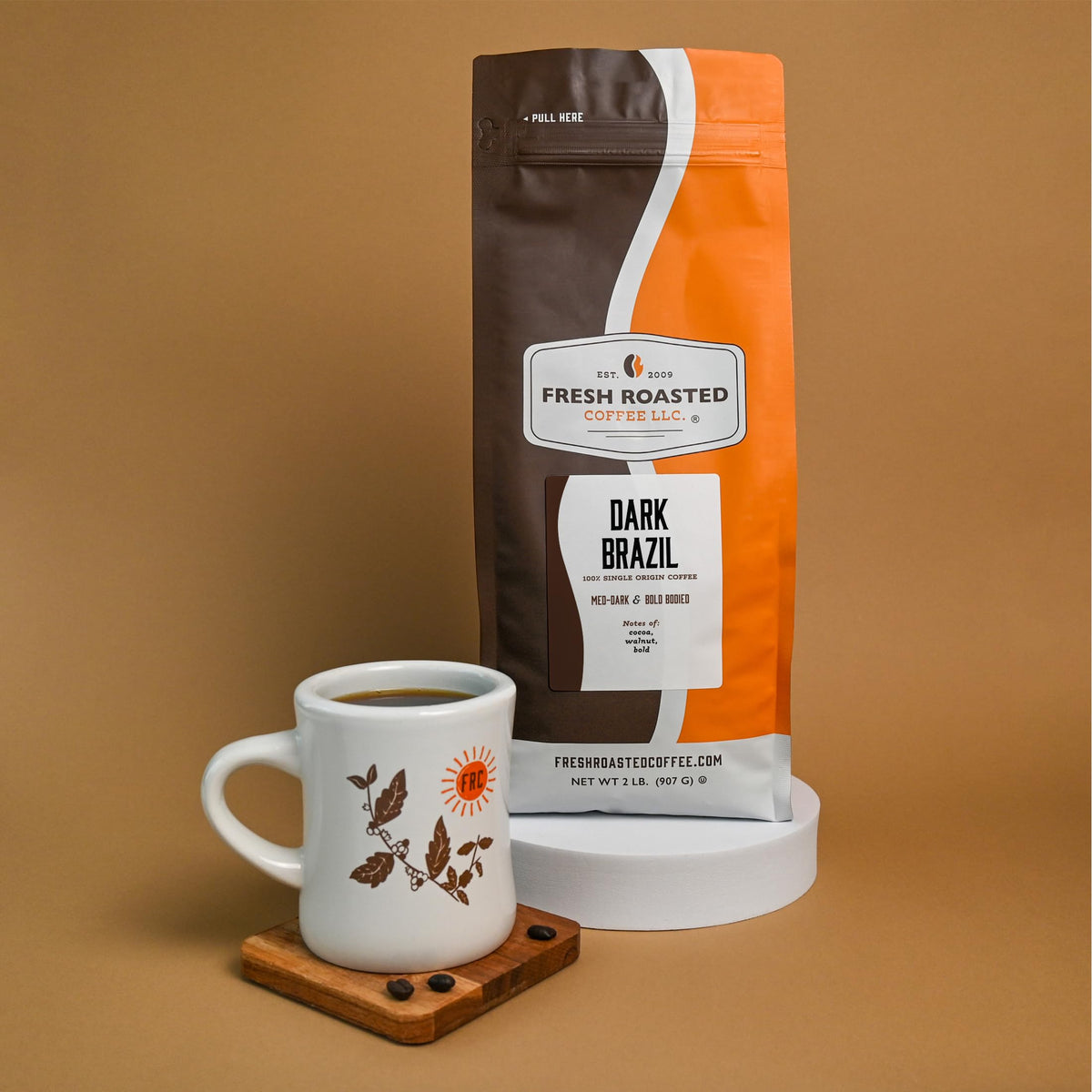 Fresh Roasted Coffee Dark Brazil – 2 lb Whole Bean Med-Dark Kosher