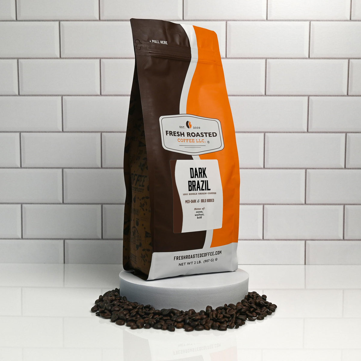 Fresh Roasted Coffee Dark Brazil – 2 lb Whole Bean Med-Dark Kosher