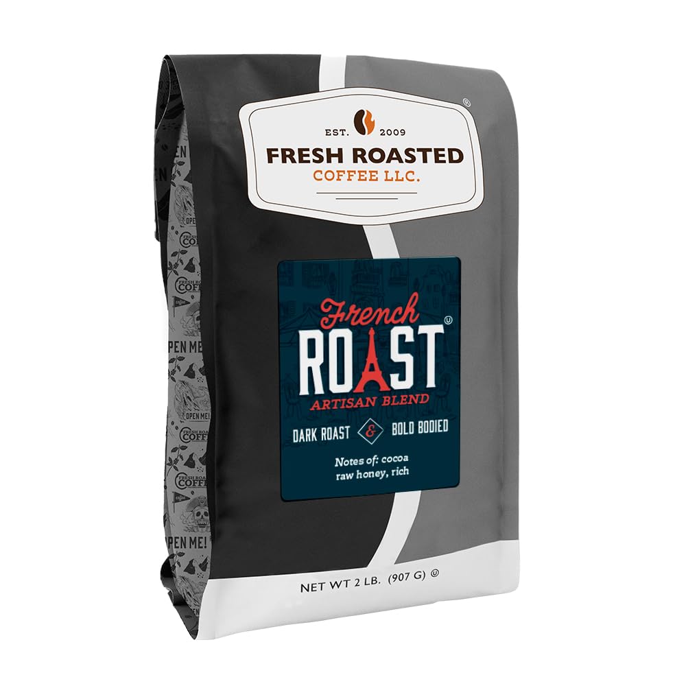 Fresh Roasted Coffee French Roast Whole Bean – Dark, Kosher, 2 lb (32 oz)