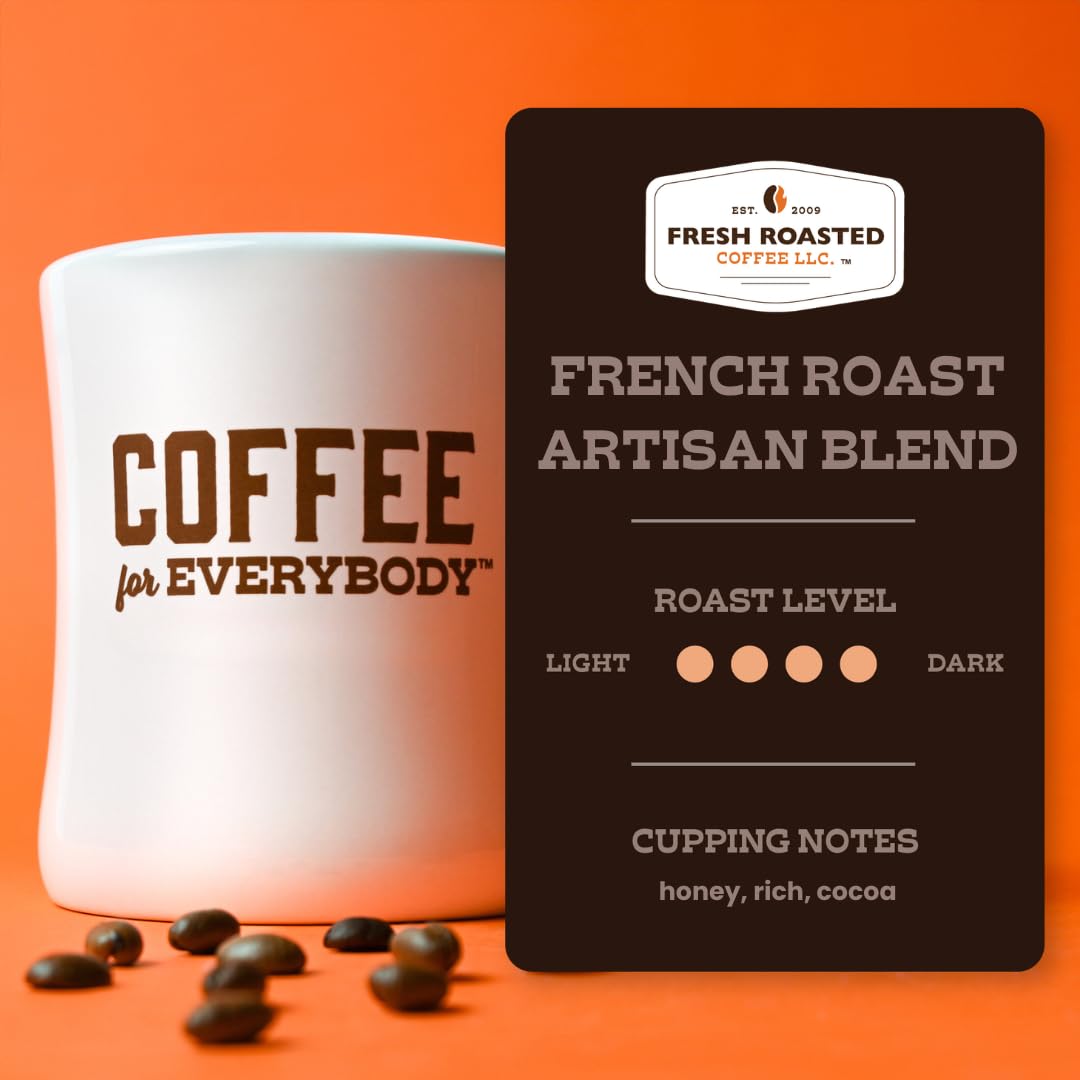Fresh Roasted Coffee French Roast Whole Bean – Dark, Kosher, 2 lb (32 oz)