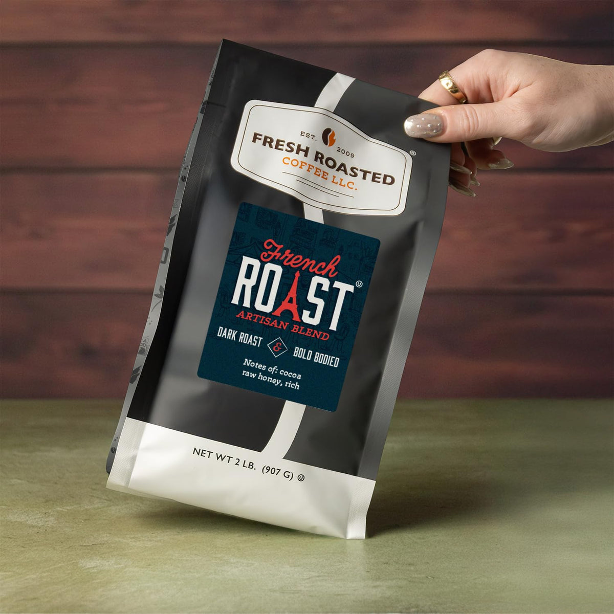 Fresh Roasted Coffee French Roast Whole Bean – Dark, Kosher, 2 lb (32 oz)