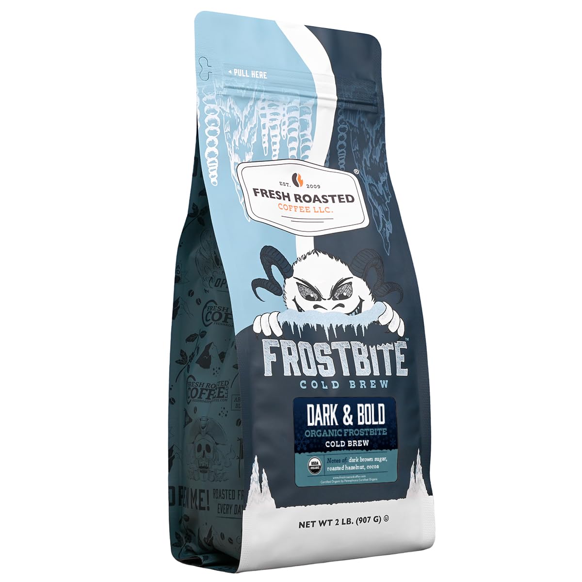 Fresh Roasted Coffee Frostbite Cold Brew – Organic Dark & Bold, 2 lb Coarse Ground | USDA Organic, OU Kosher