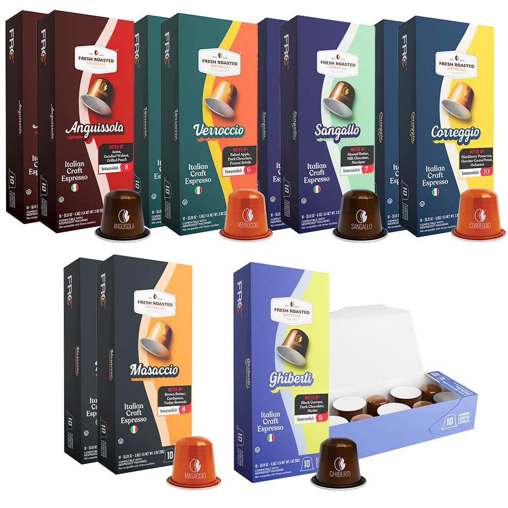 Fresh Roasted Coffee Italian Craft Espresso Variety Capsules for Nespresso OriginalLine – 120 Recyclable Aluminum Pods