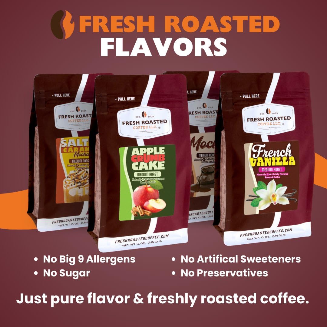 Fresh Roasted Coffee Jamaican Me Crazy Flavored Whole Bean Coffee – Medium Roast, Kosher, 2 lb