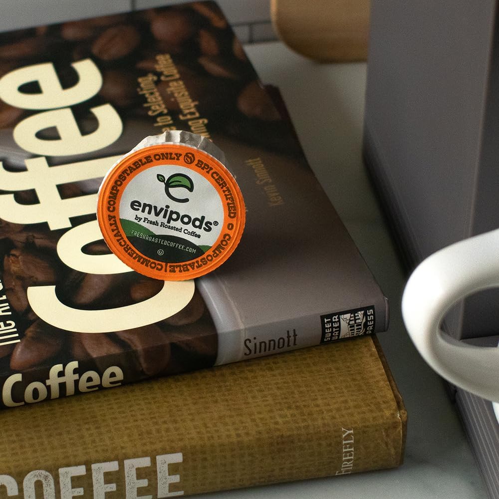Fresh Roasted Coffee USDA Organic Peru Half Caf Envipods — Water-Processed, 72 Count K-Cup Pods