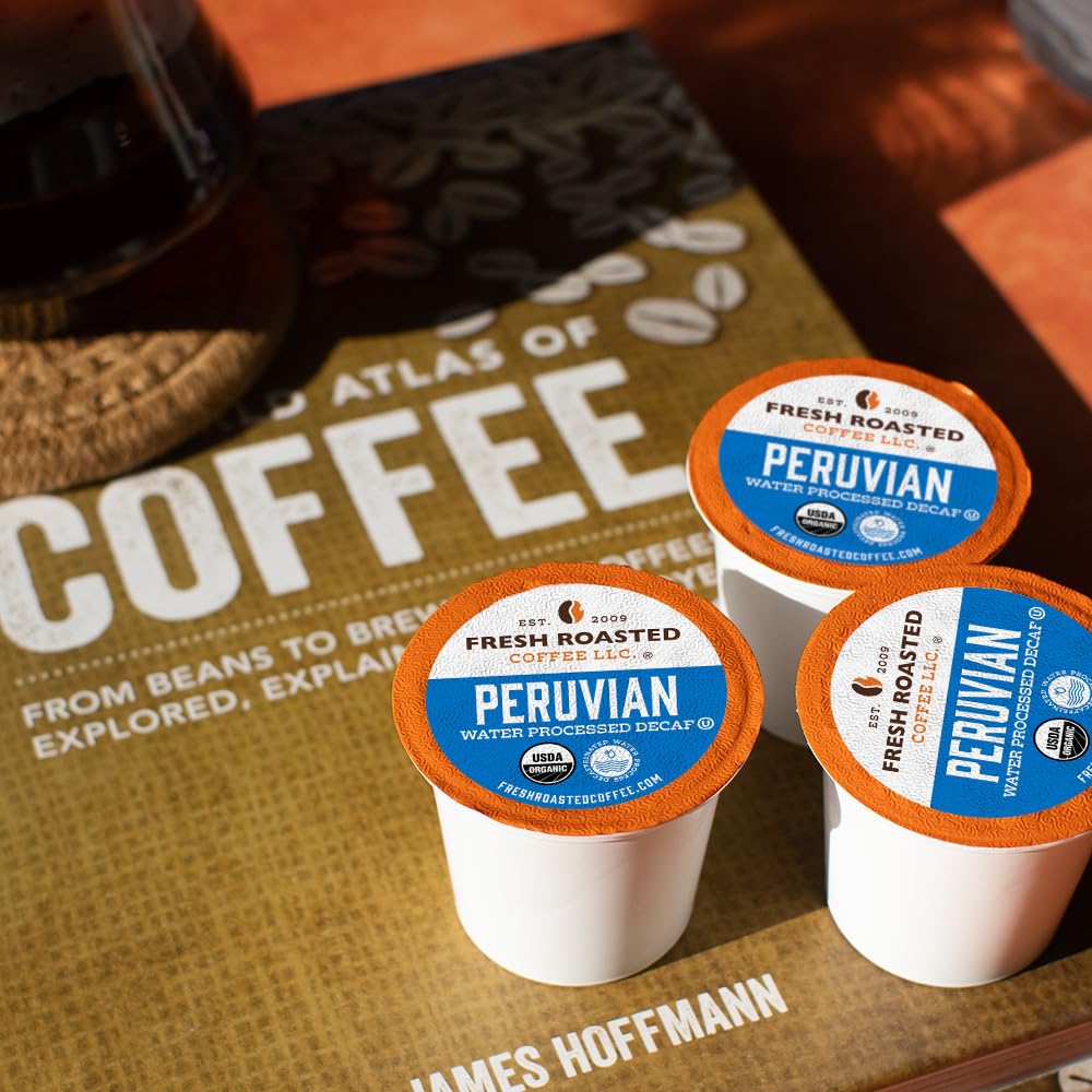 Fresh Roasted Coffee Peru Water-Processed Decaf — Organic Arabica, 24 K-Cup Pods