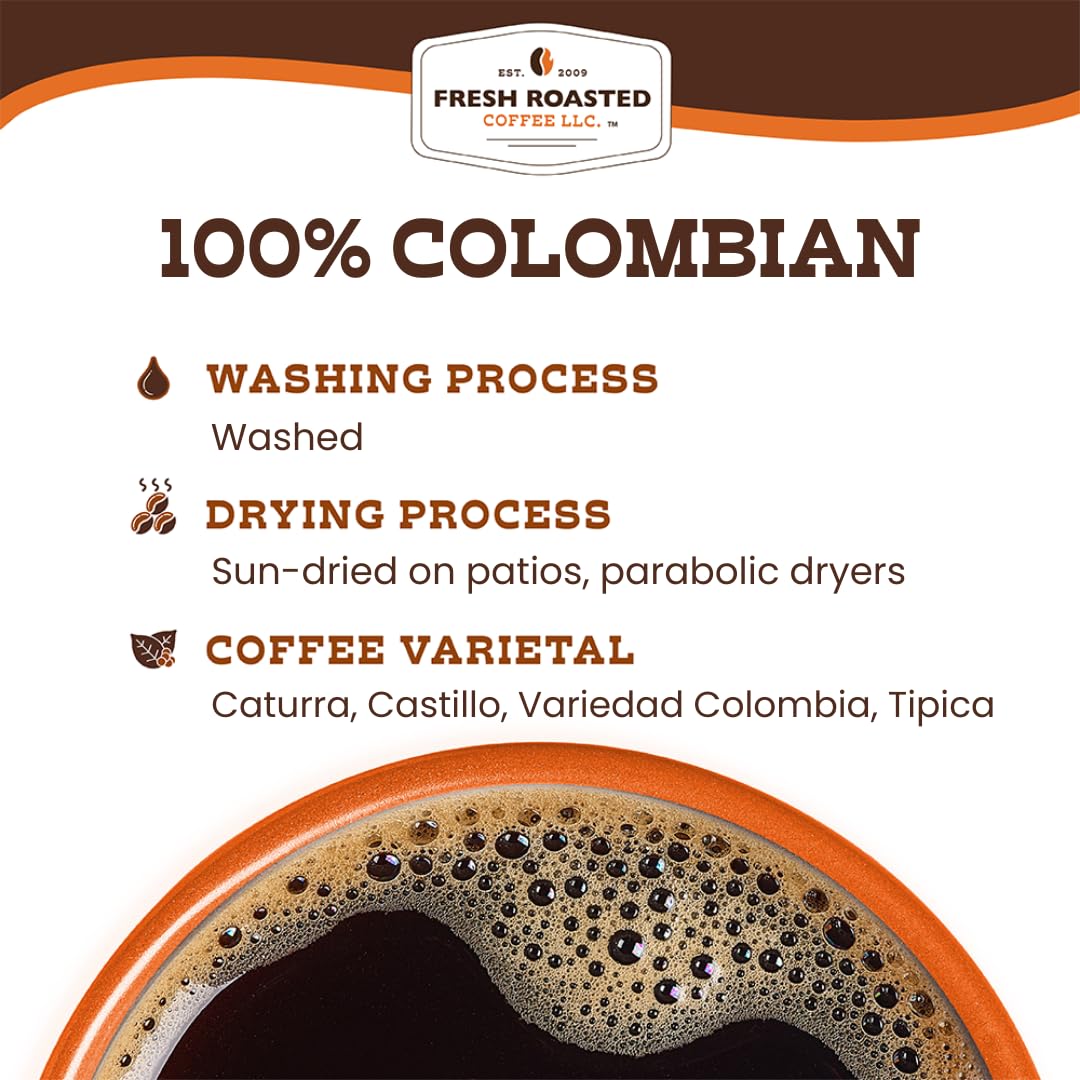 Fresh Roasted Coffee - 100% Colombian Whole Bean, 2 lb, Medium Roast, Kosher
