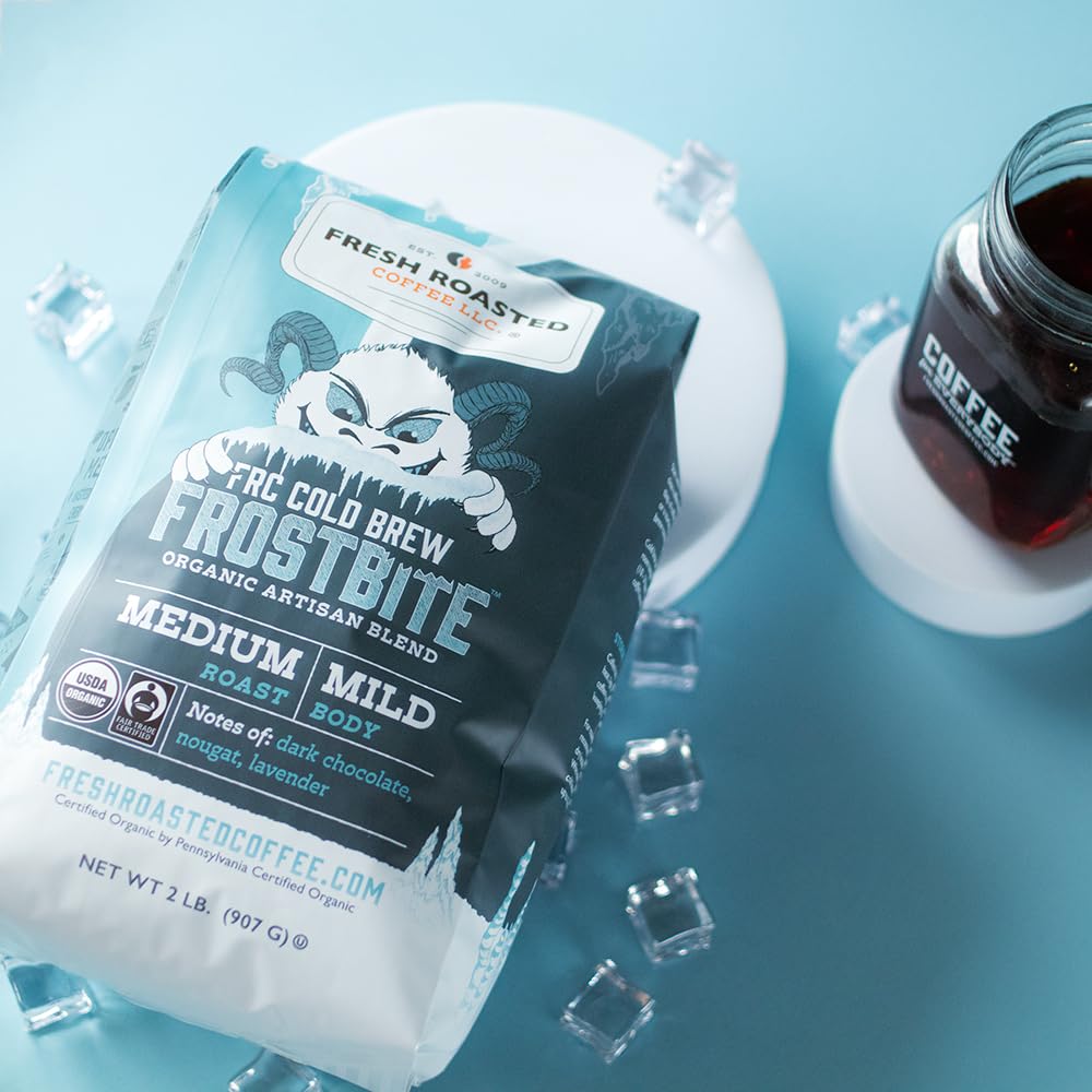 Fresh Roasted Coffee Frostbite Cold Brew Whole Bean – Organic, Medium Roast, 2 lb