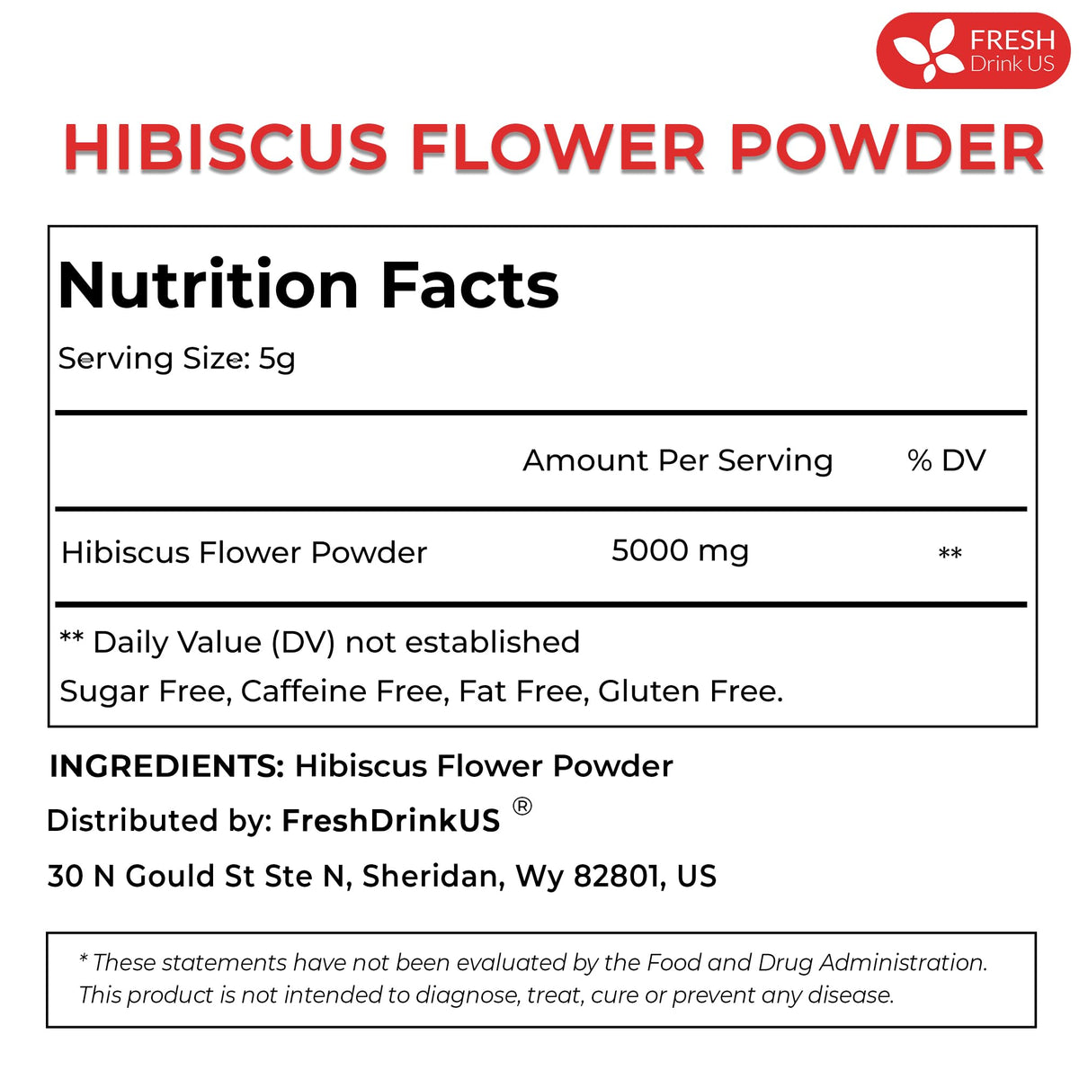 FreshDrinkUS Premium Hibiscus Flower Powder 28oz – 100% Natural, Gluten-Free, Vegan