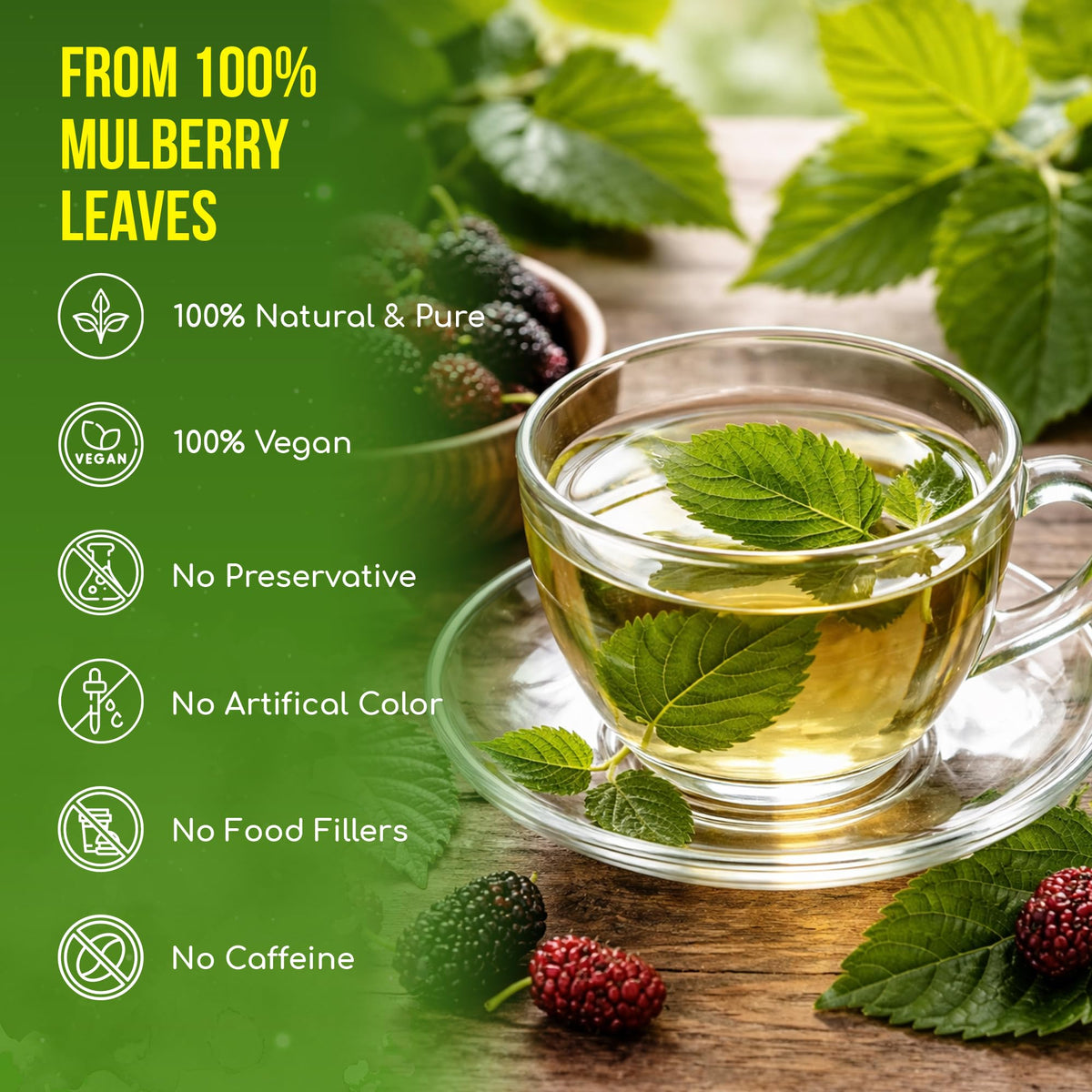FreshDrinkUS Mulberry Leaf Tea Bags – 120 Count, 100% Natural & Caffeine-Free Herbal Tea