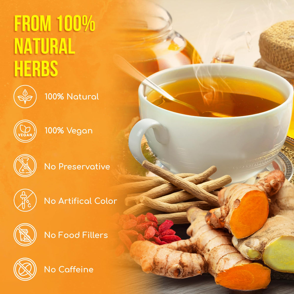 FreshDrinkUS Premium Harmony Herbal Tea – 60 Caffeine-Free Tea Bags