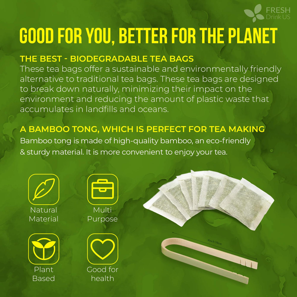 FreshDrinkUS Premium 75 Soursop Tea Bags – Natural Handmade, Gluten Free