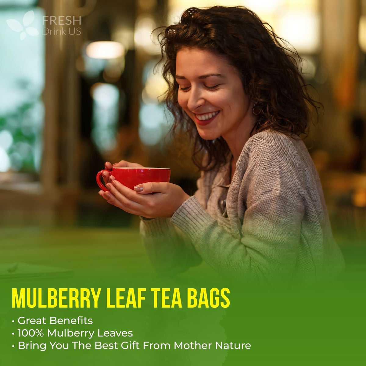 FreshDrinkUS Mulberry Leaf Tea Bags – 120 Count, 100% Natural & Caffeine-Free Herbal Tea