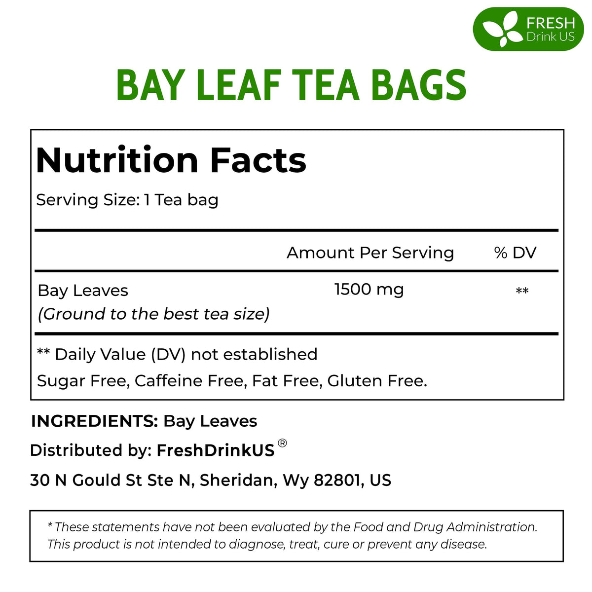 FreshDrinkUS Premium Bay Leaf Tea Bags – 105 Count, 100% Natural & Caffeine-Free