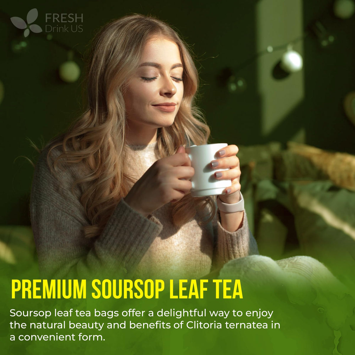 FreshDrinkUS Premium 75 Soursop Tea Bags – Natural Handmade, Gluten Free