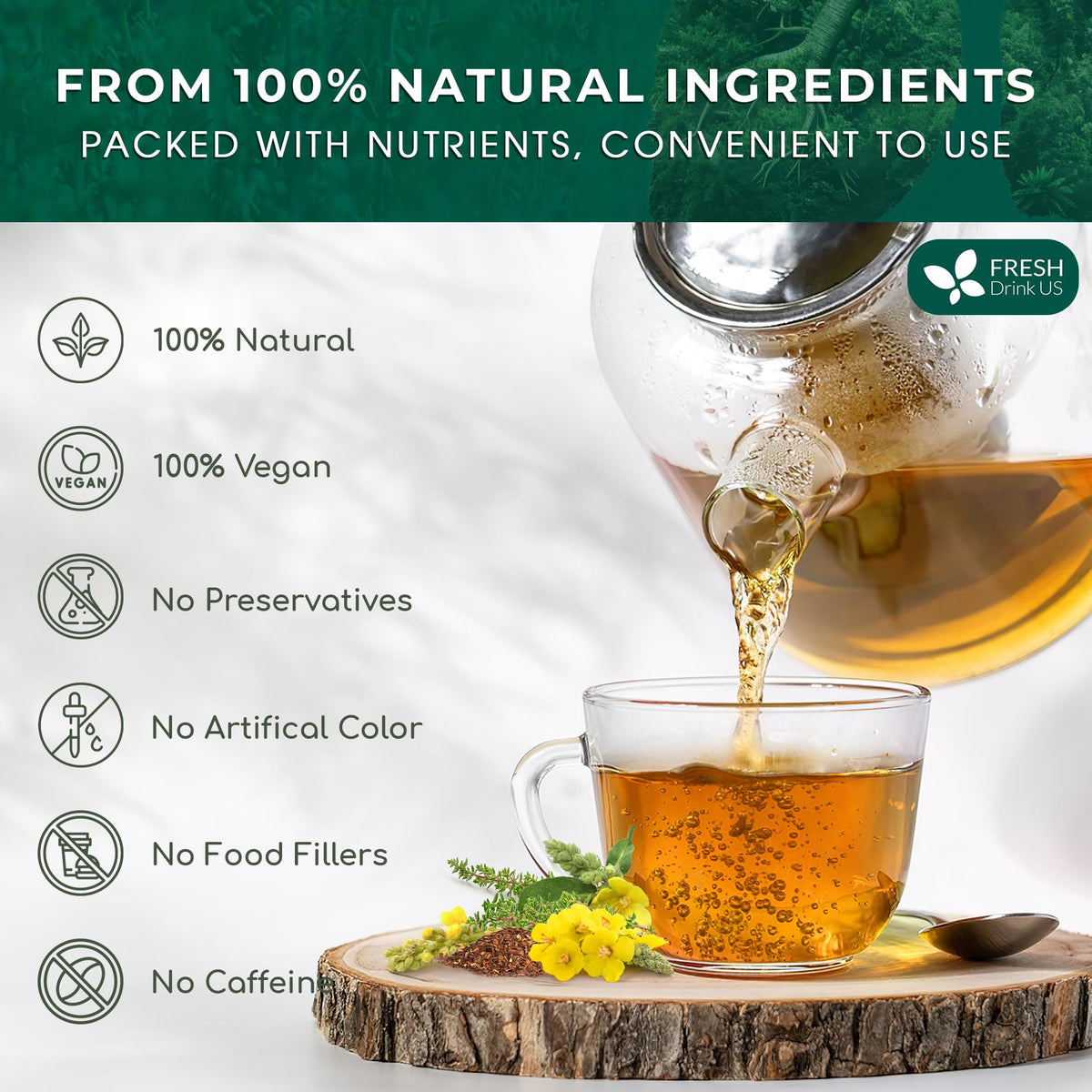 FreshDrinkUS StrongerLungs Tea Bags – Caffeine-Free Herbal Blend