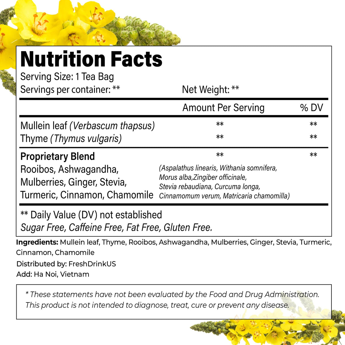 FreshDrinkUS StrongerLungs Tea Bags – Caffeine-Free Herbal Blend