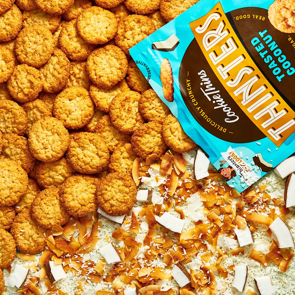 Mrs. Thinsters Toasted Coconut Cookie Thins – 16oz (2-pack), Non-GMO, Peanut Free