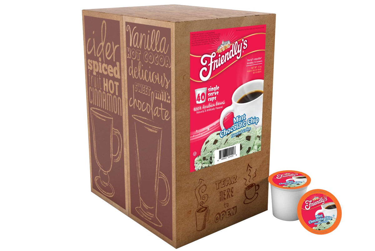 Friendly's Chocolate Mint Ice Cream Flavored Coffee Pods for Keurig K-Cup Brewers – Mint Chocolate Chip, 40 Count