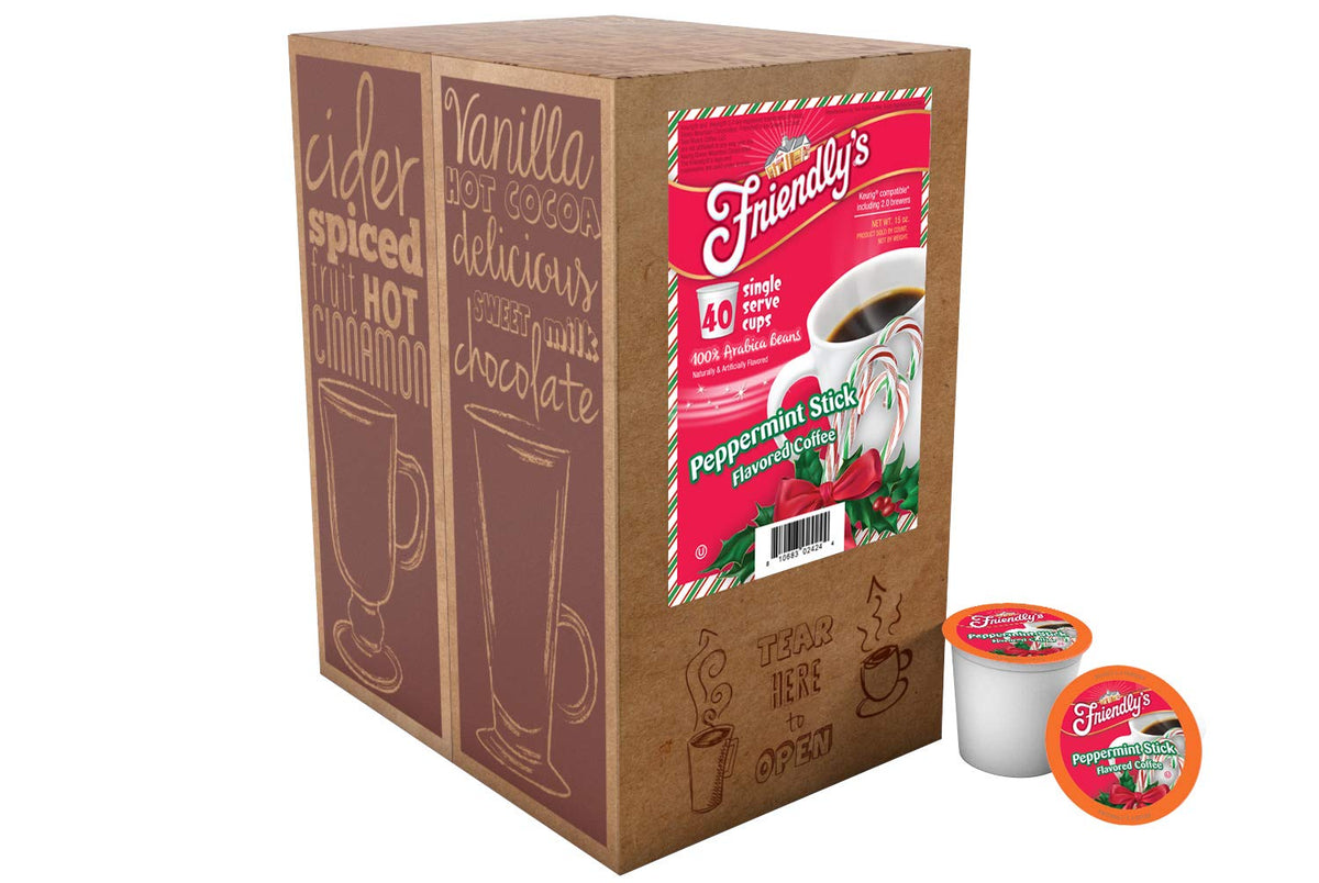 Friendly's Peppermint Coffee Pods for Keurig K-Cup Brewers – Peppermint Stick, 40-Count