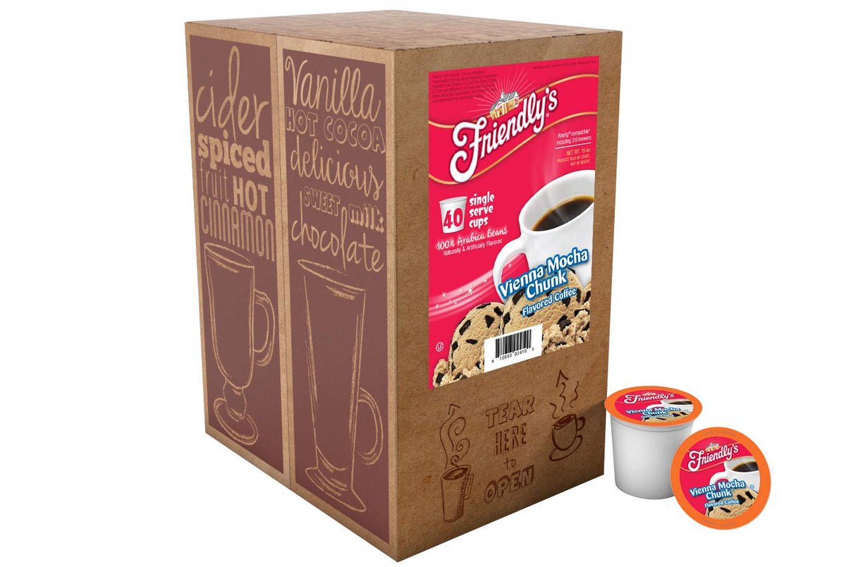 Friendly's Vienna Mocha Chunk Flavored Coffee Pods for Keurig K-Cup Brewers - 40 Count