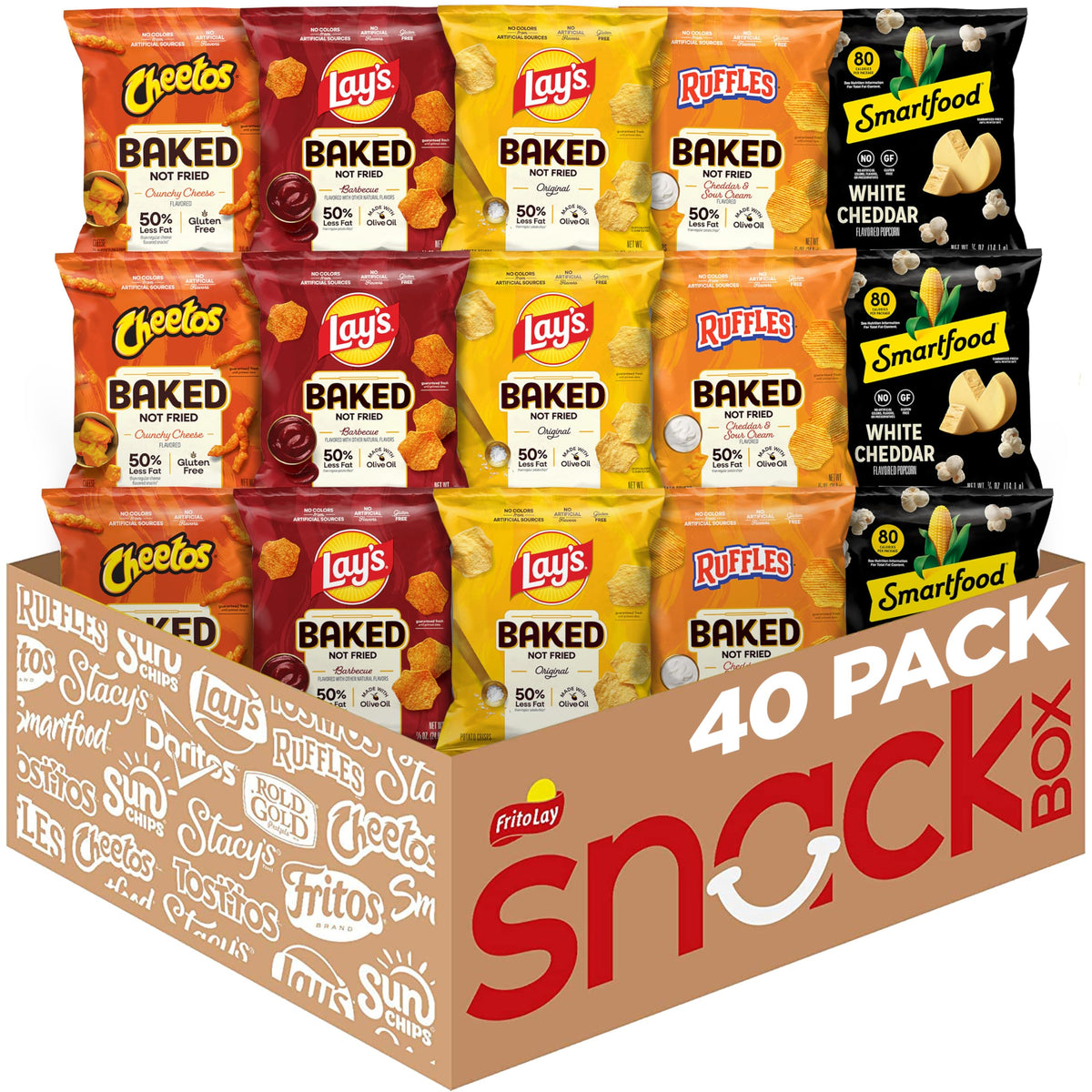 Frito-Lay Baked & Popped Mix Variety Pack – 40-Count Snack Assortment
