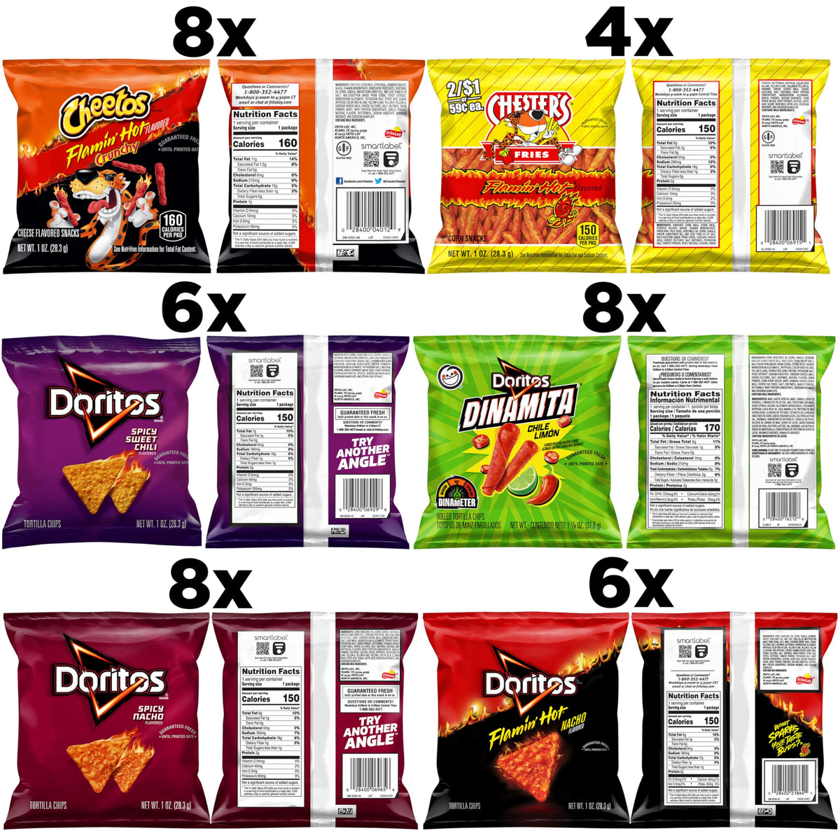 Frito-Lay Fiery Mix Variety Pack - Hot & Spicy Snacks, 40-Count Single-Serve Bags