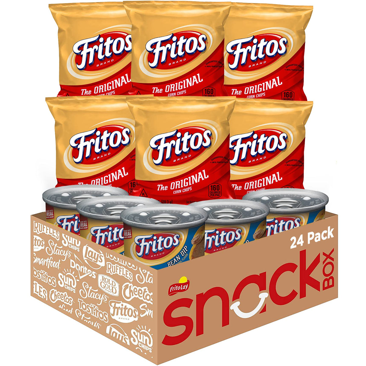 Fritos Original Chips & Bean Dip Cups Variety Pack – 24 Count | Frito Lay