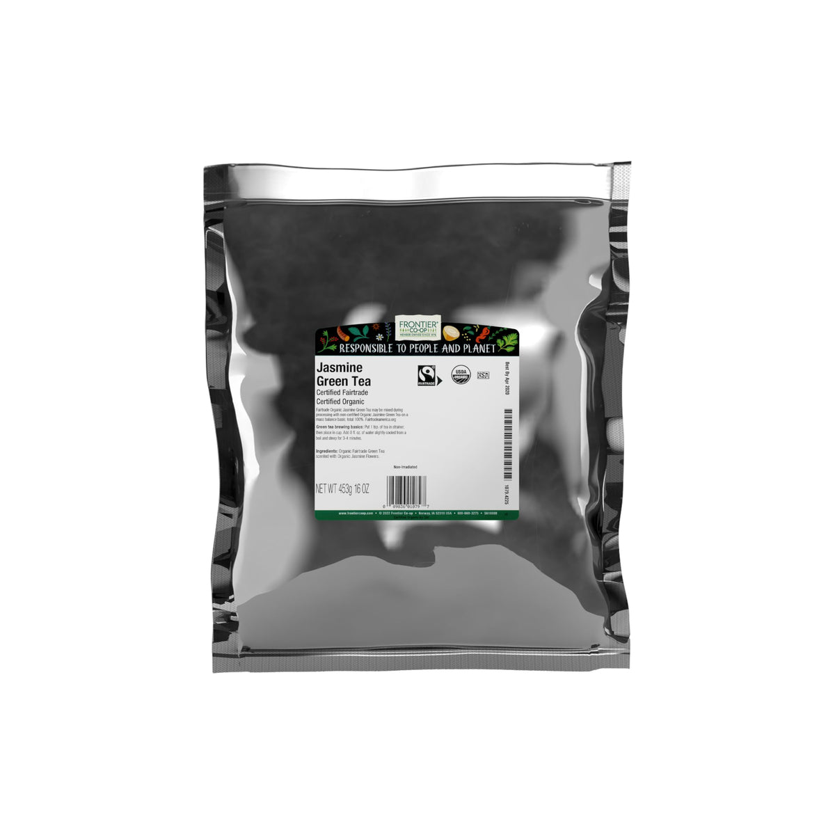 Frontier Co-op Organic Fairtrade Jasmine Green Tea - Loose Leaf, Kosher, 16 oz