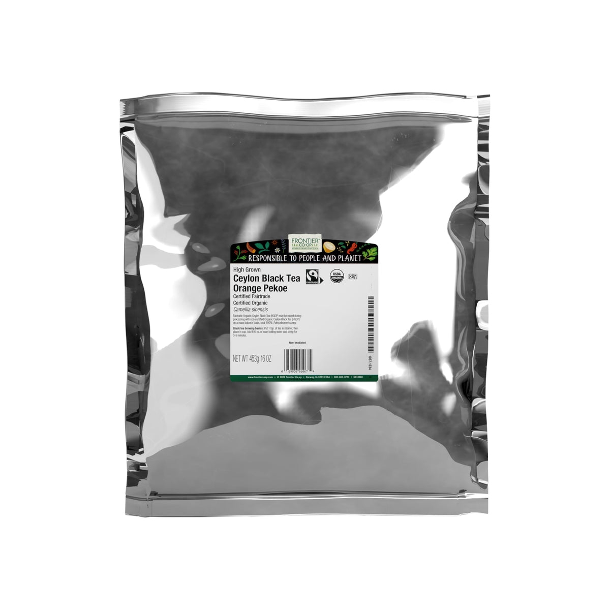 Frontier Co-op Organic Ceylon Black Tea, 1 lb Bulk – High-Grown Orange Pekoe, Kosher, Fair Trade