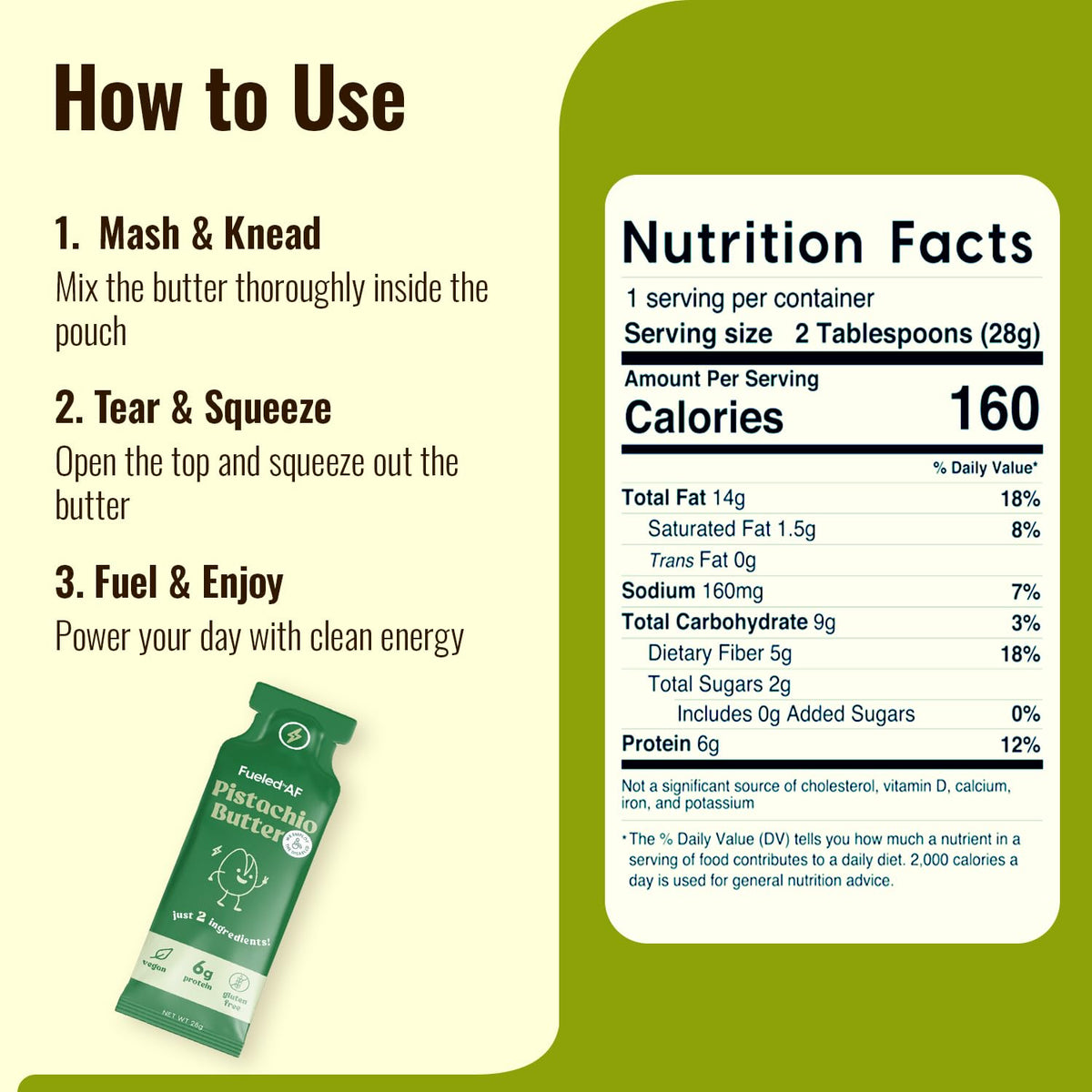 Fueled by AF Pistachio Nut Butter Pouch – Spreadable Pistachios, Vegan, Keto & Paleo Friendly (8 Pouches)