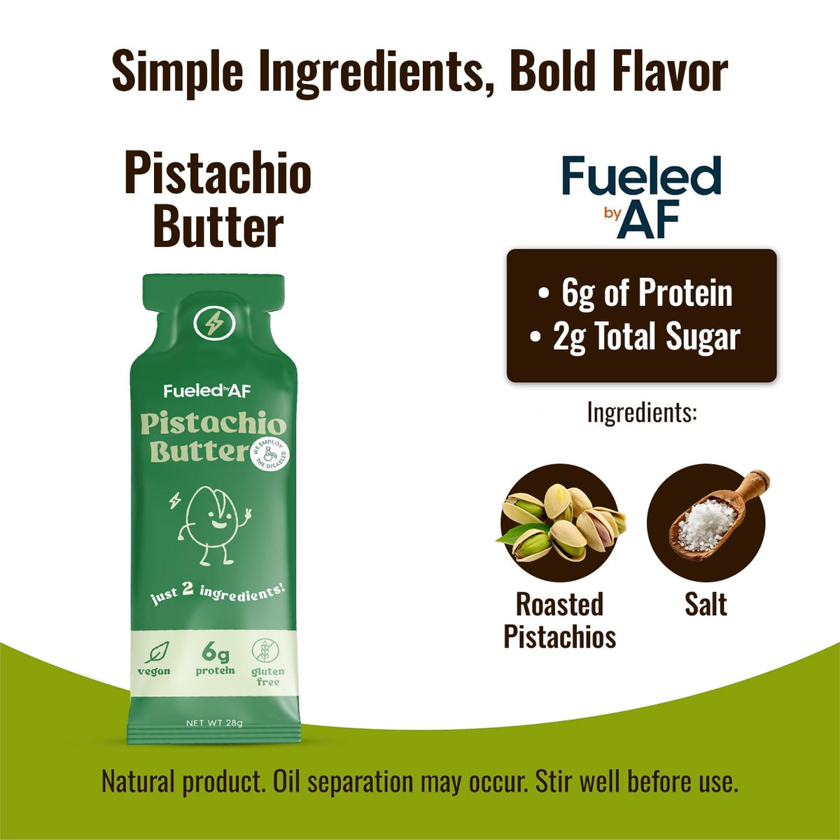 Fueled by AF Pistachio Nut Butter Pouch – Spreadable Pistachios, Vegan, Keto & Paleo Friendly (8 Pouches)