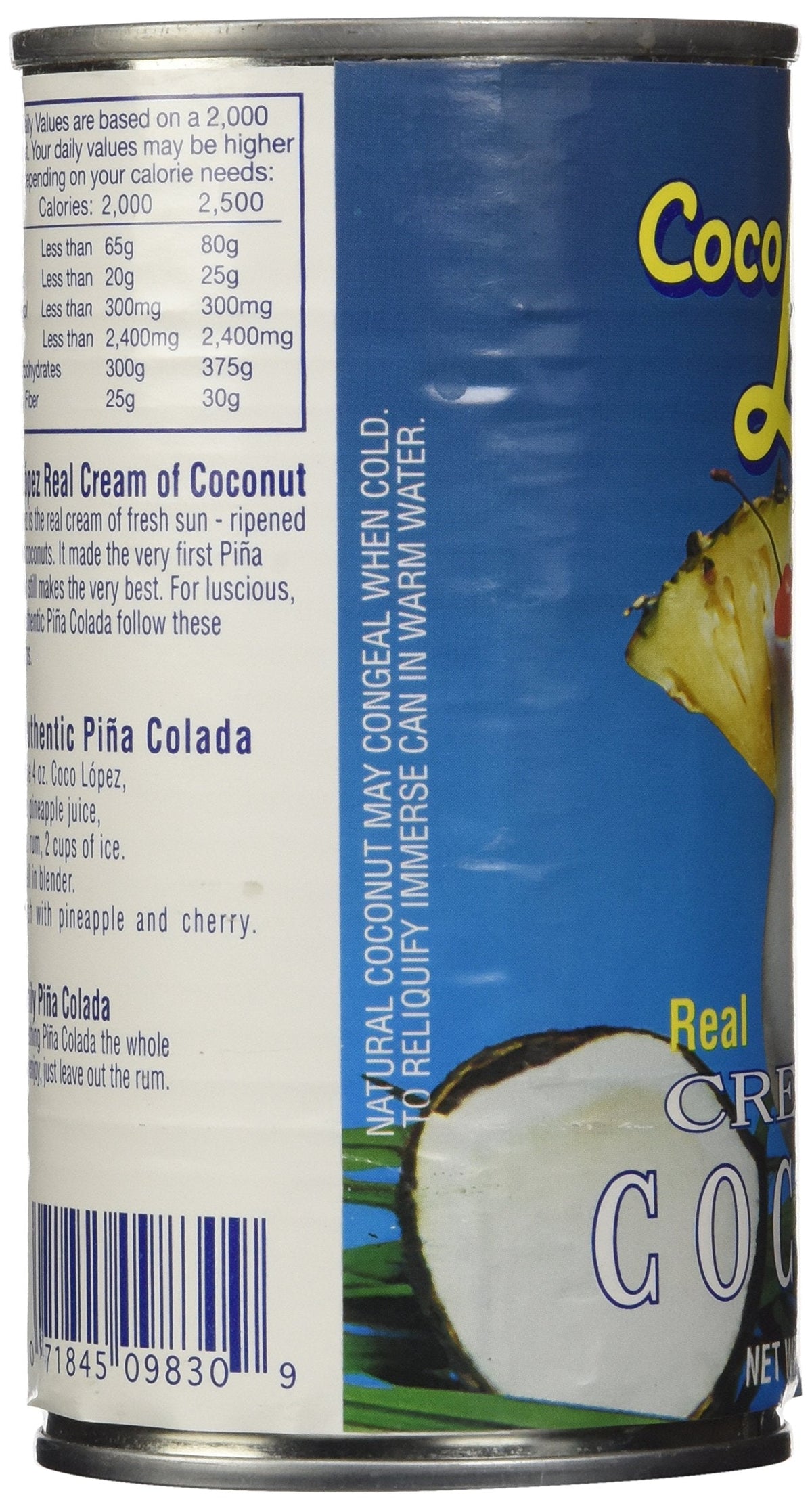 FUFSAWS Coco Lopez Real Cream of Coconut - 15 oz Can (6 Pack) | Authentic Coconut Cream