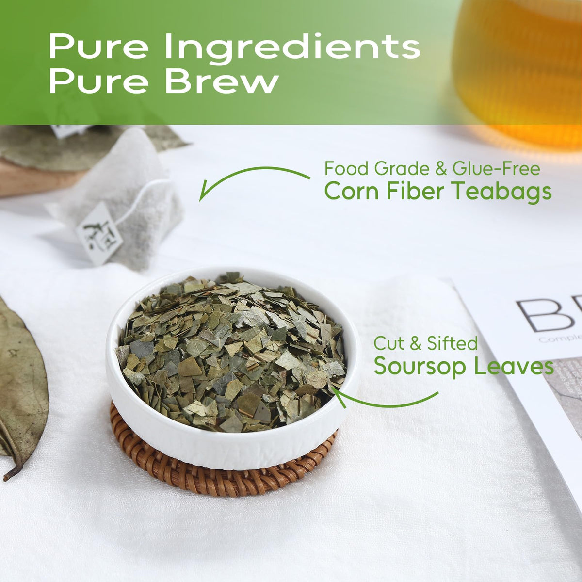 FullChea Soursop Leaves Tea Bags – 80 Count, Non-GMO, Caffeine-Free