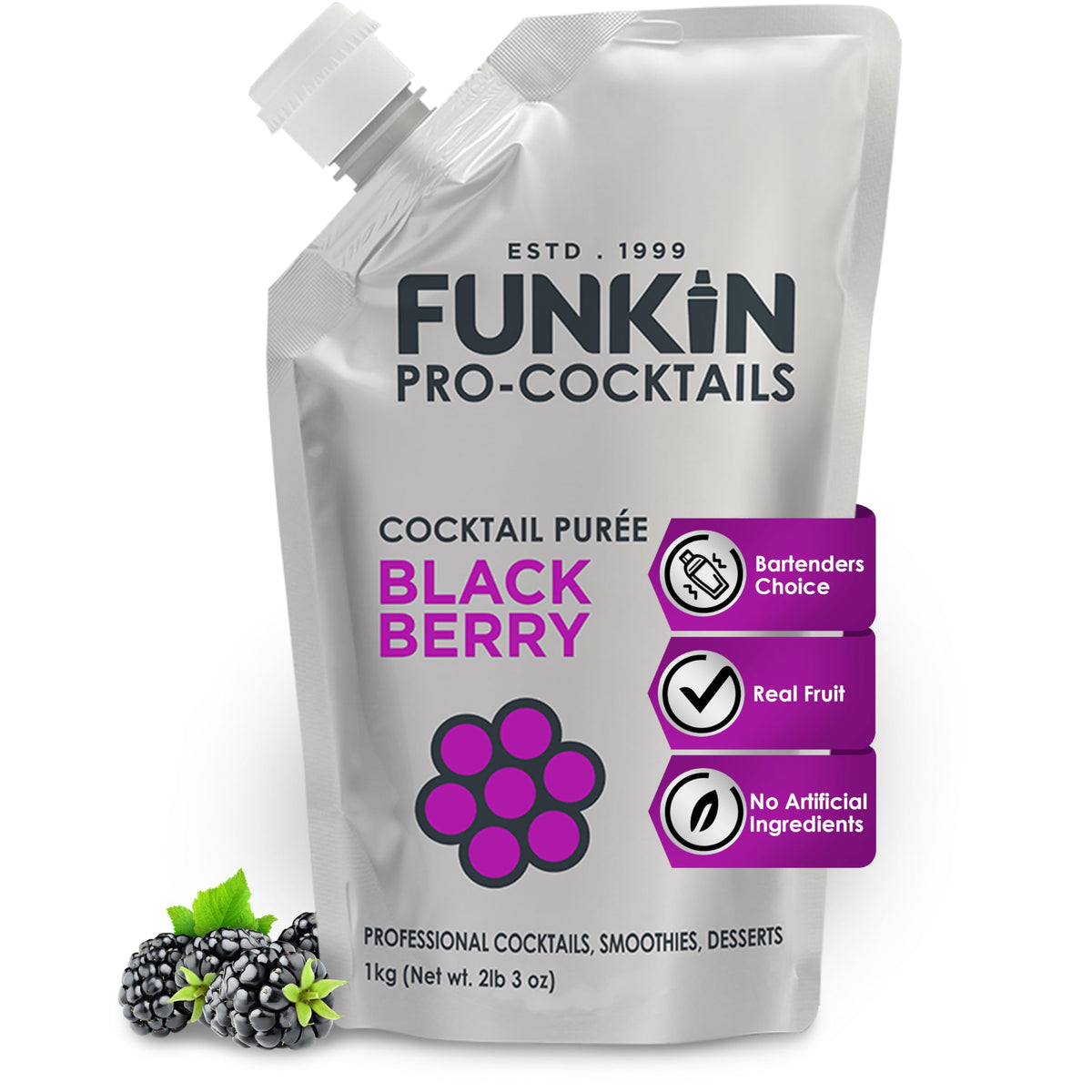 Funkin Fruit Puree Blackberry | Real Fruit, Simple Ingredients for Cocktails & Drinks