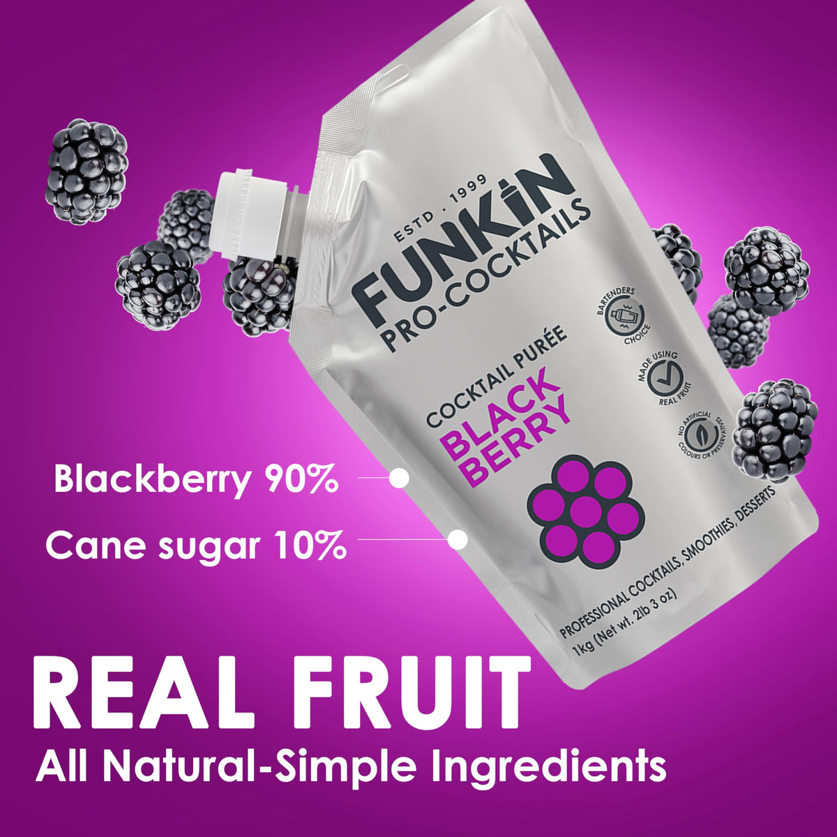 Funkin Fruit Puree Blackberry | Real Fruit, Simple Ingredients for Cocktails & Drinks