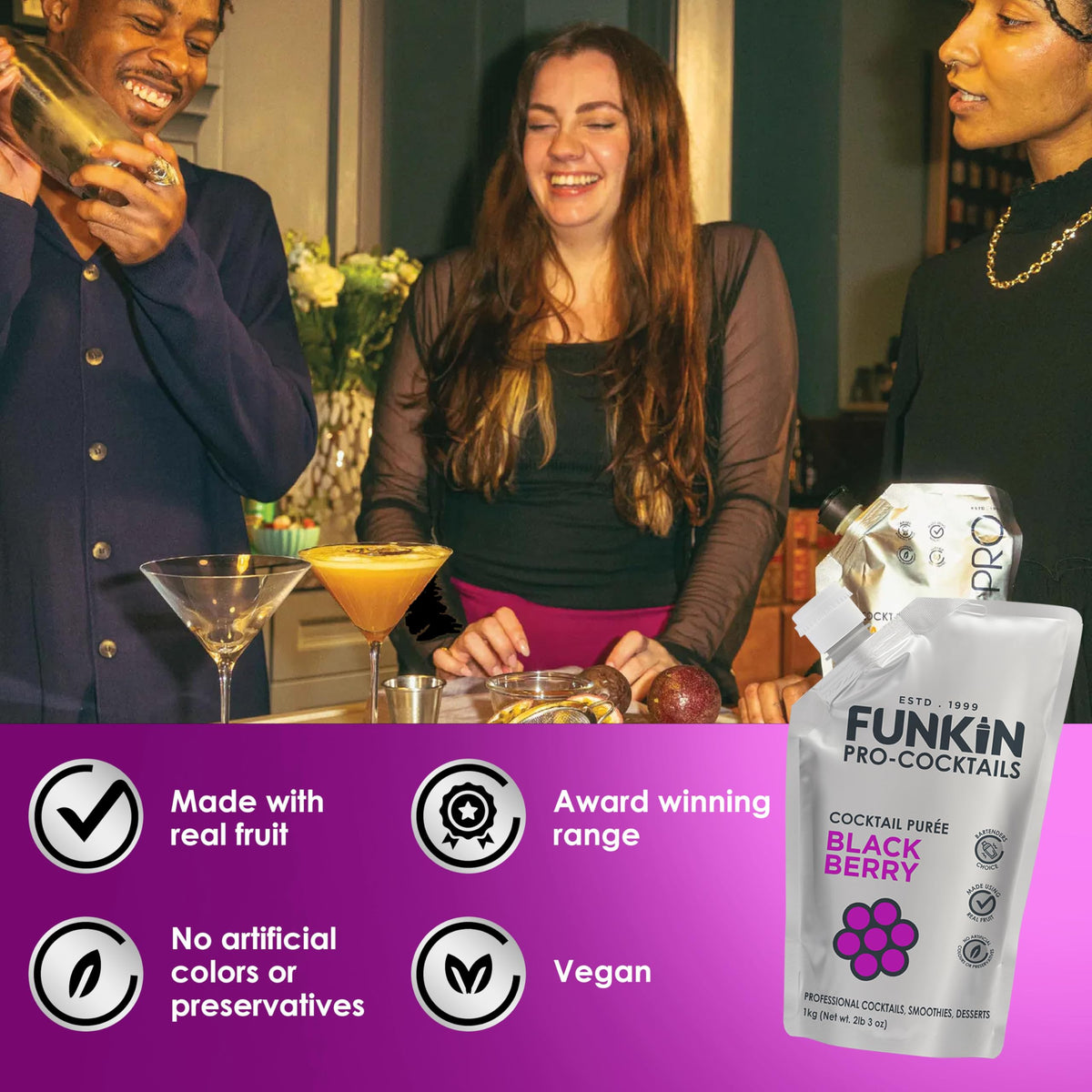 Funkin Fruit Puree Blackberry | Real Fruit, Simple Ingredients for Cocktails & Drinks