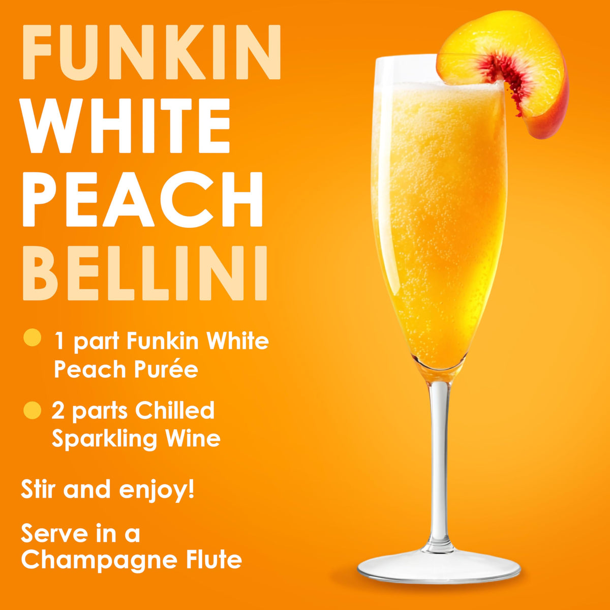 Funkin White Peach Fruit Puree | Real Fruit, Simple Ingredient, Natural Mixer for Cocktails & Drinks | Vegan, Non-GMO, Gluten-Free (2.2 lb)