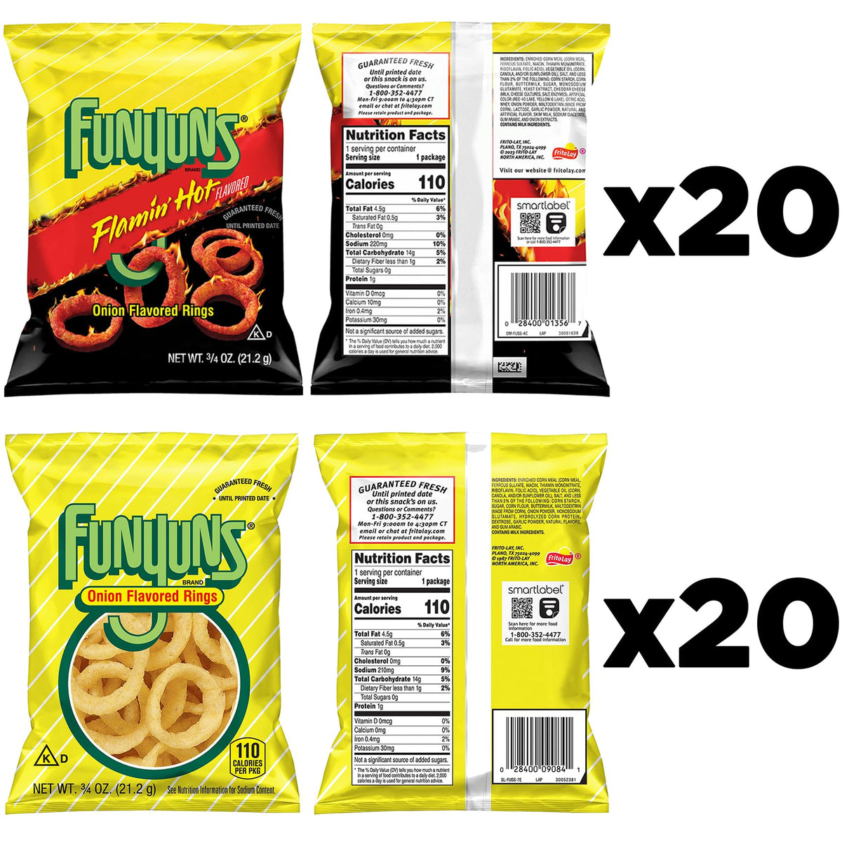 Funyuns Onion Flavored Rings Variety Pack – 0.75 oz Bags (Pack of 40)