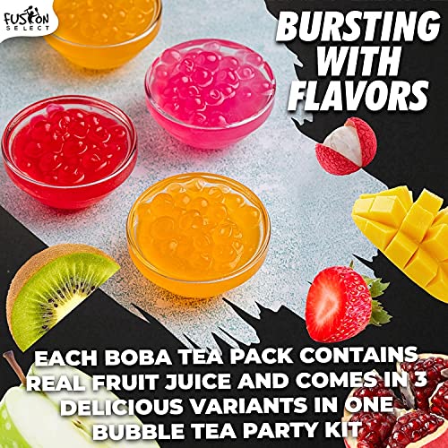 Fusion Select Bursting Boba Pearls – Strawberry, Mango & Passion Fruit Toppings for Tea & Snacks