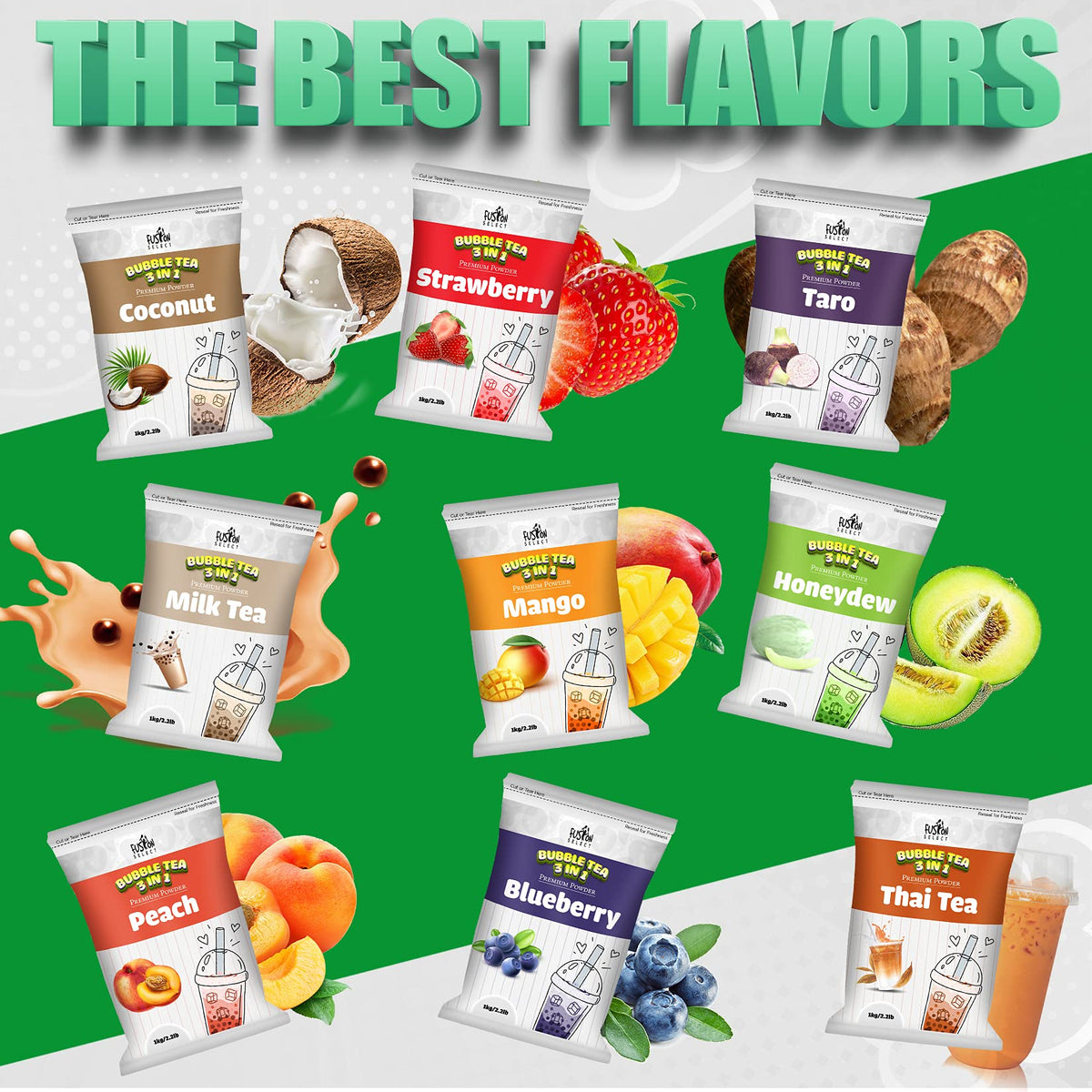 Fusion Select Mango Tea Powder 2.2lb – 3-in-1 Cream & Sugar Instant Beverage (Hot or Cold)