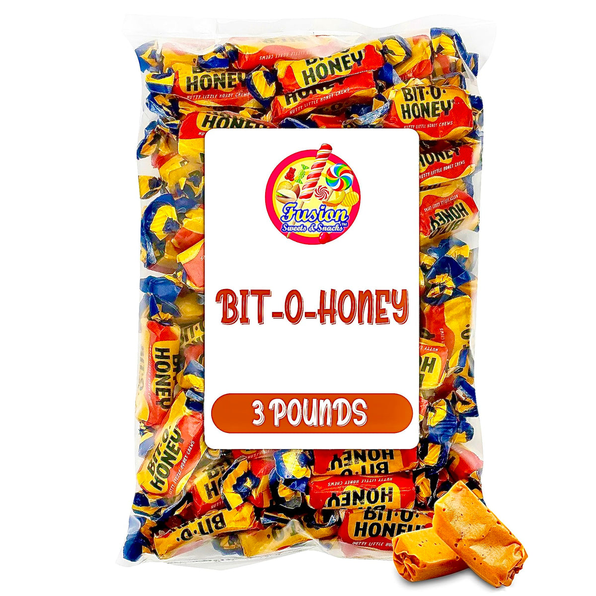 Fusion Sweets And Snacks Honey Candy - 3 lb Bulk Bag, Individually Wrapped Retro Candy