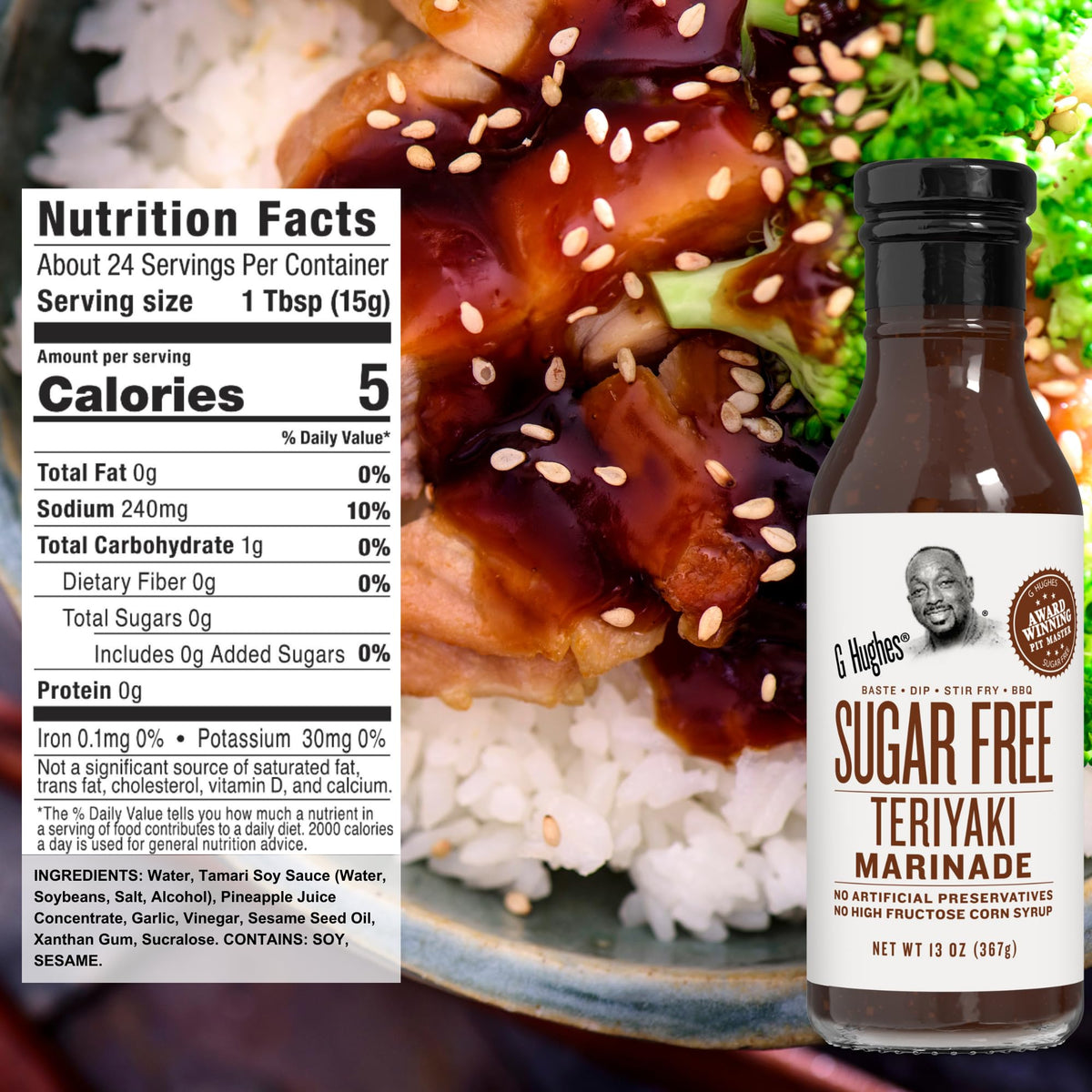 G Hughes Sugar Free Marinades Gift Set – Gluten Free & Low-Calorie Flavors (Lemon Herb, Teriyaki, Orange Ginger)