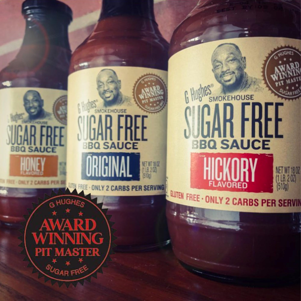 G Hughes Sugar Free BBQ Sauce Variety Pack – Original, Honey, Maple Brown & Hickory (4 x 18 oz) Gluten Free