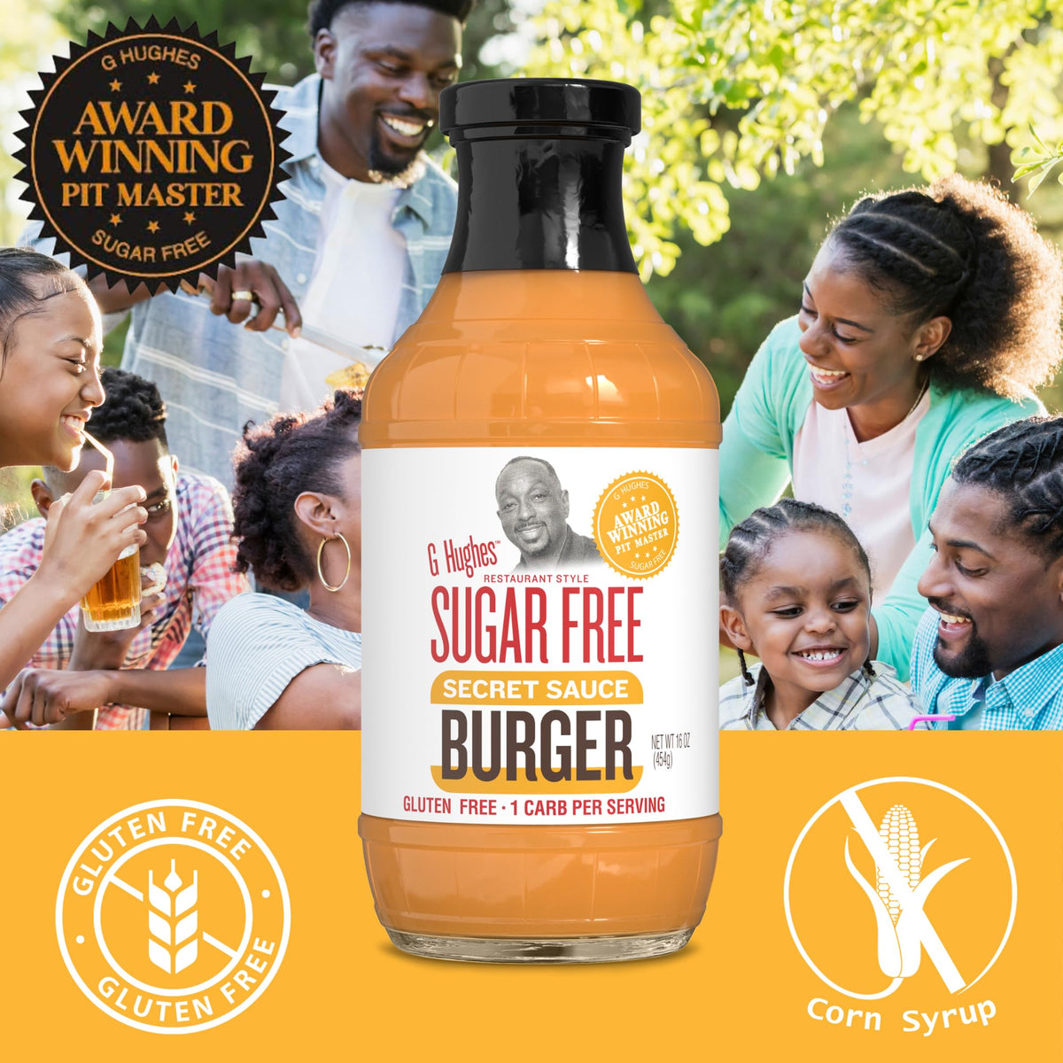 G Hughes Sugar Free Burger Secret Sauce - Gluten Free, 3-Pack, 16 oz