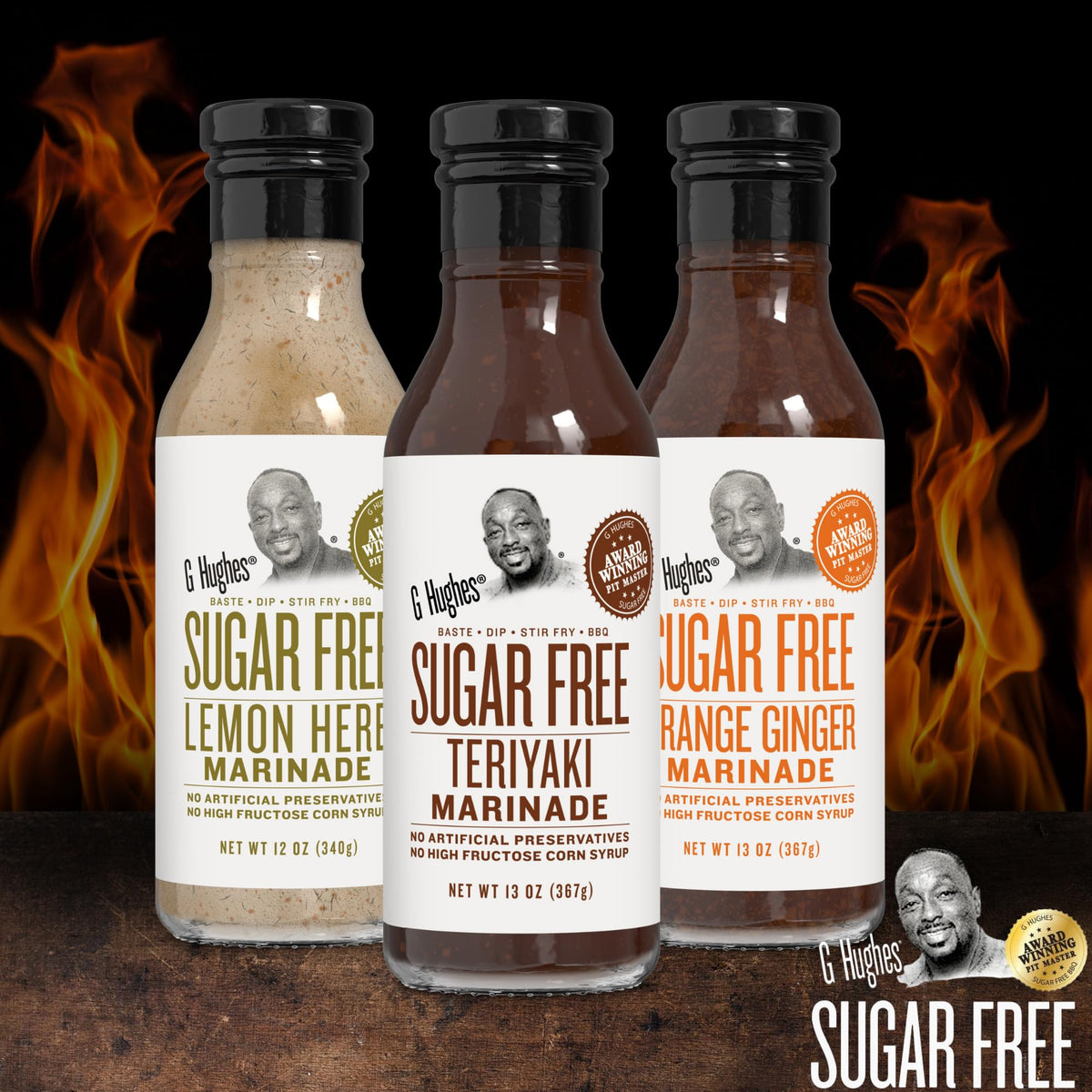 G Hughes Sugar Free Marinades Gift Set – Gluten Free & Low-Calorie Flavors (Lemon Herb, Teriyaki, Orange Ginger)