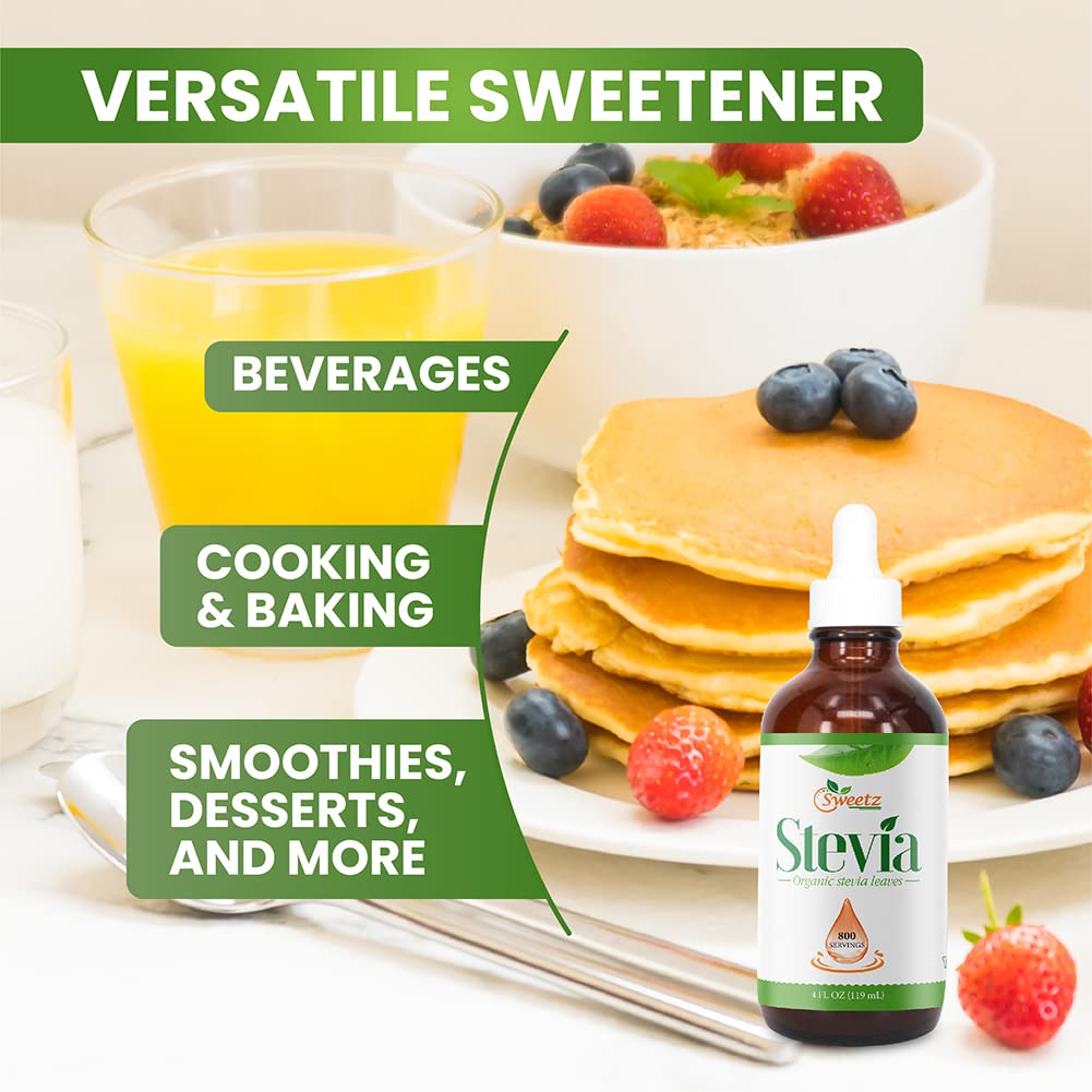 G-Sweetz Liquid Stevia Drops – Organic Reb-D Rich Extract, Zero-Calorie Sweetener, 16 fl oz (3200 Servings)