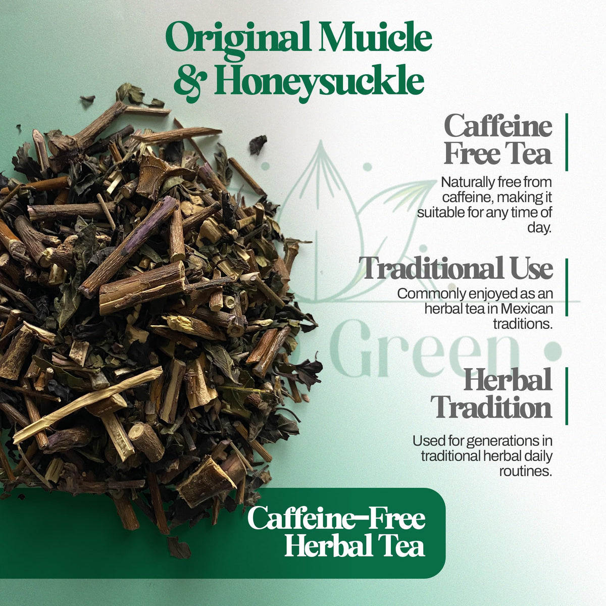 Gabio Green Muicle Mexican Honeysuckle Tea – Caffeine-Free Loose Leaf Herbal Tea (230 g)
