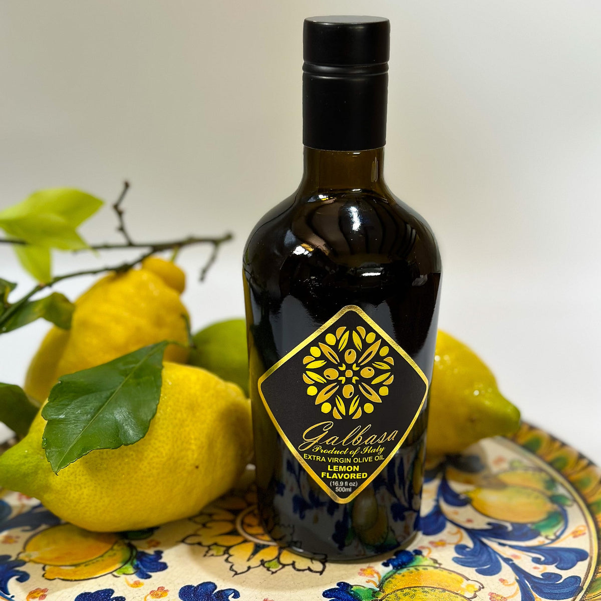 Galbasa Organic Lemon Oil from Sicily | First Cold Pressed Extra Virgin Olive Oil & Fresh Lemons | Polyphenol Rich, No Pesticides | 16.9 fl oz